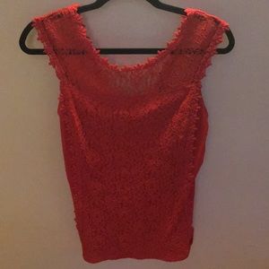 Express red lace top
